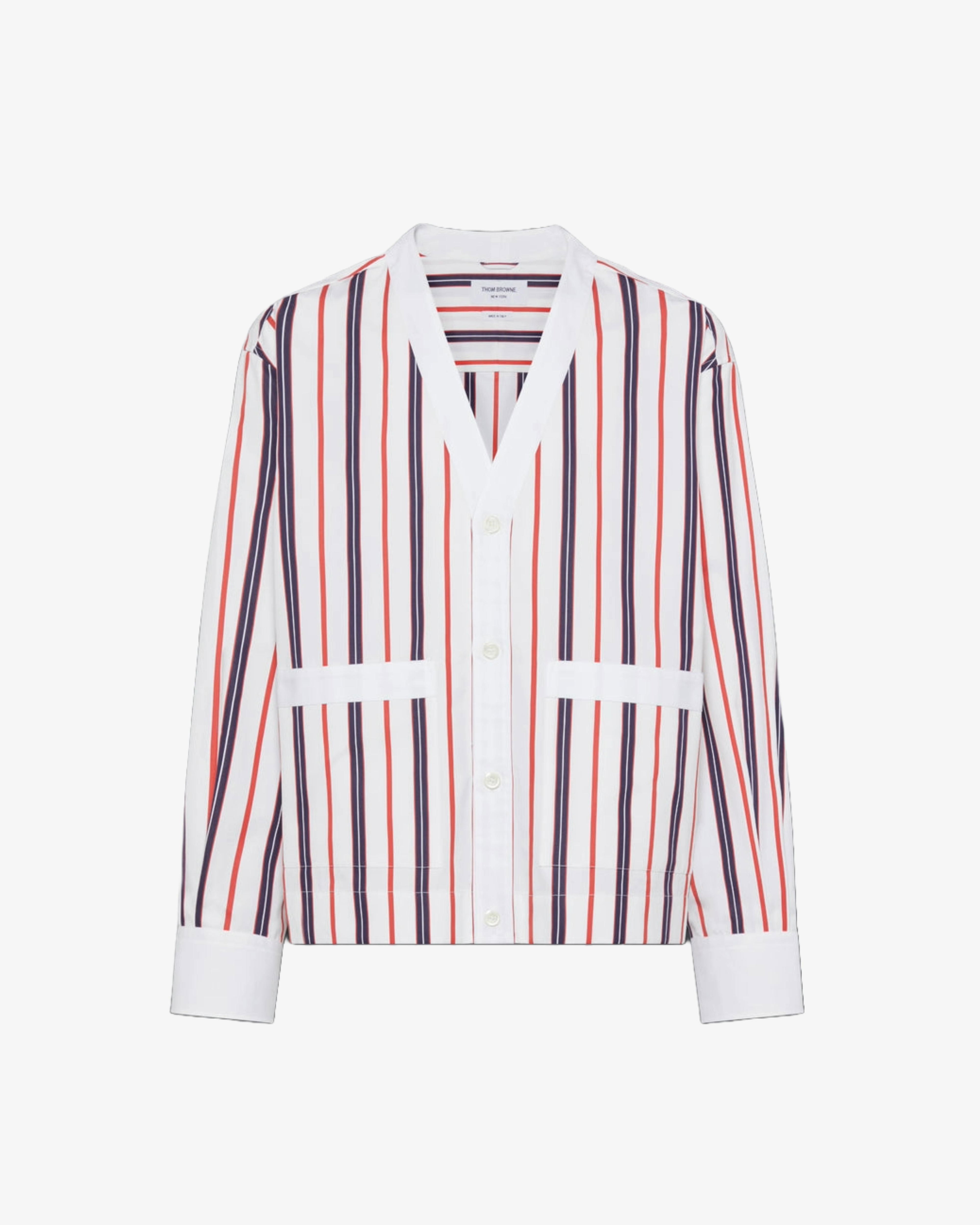 Thom Browne - Men's Long Sleeve Cardigan Shirt - (Stripes) by THOM BROWNE