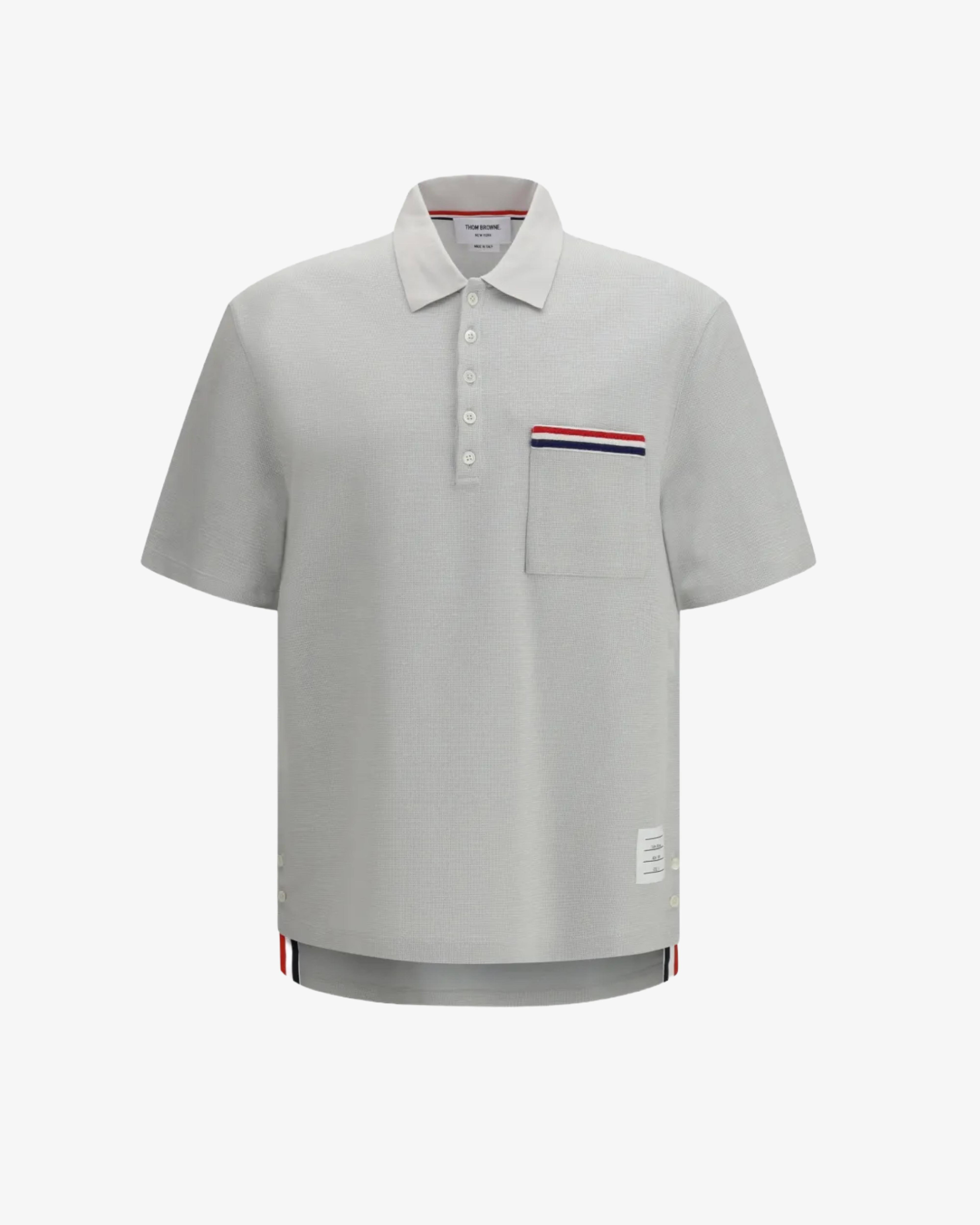 Thom Browne - Men's Short Sleeve Pocket Polo - (Light Grey) by THOM BROWNE