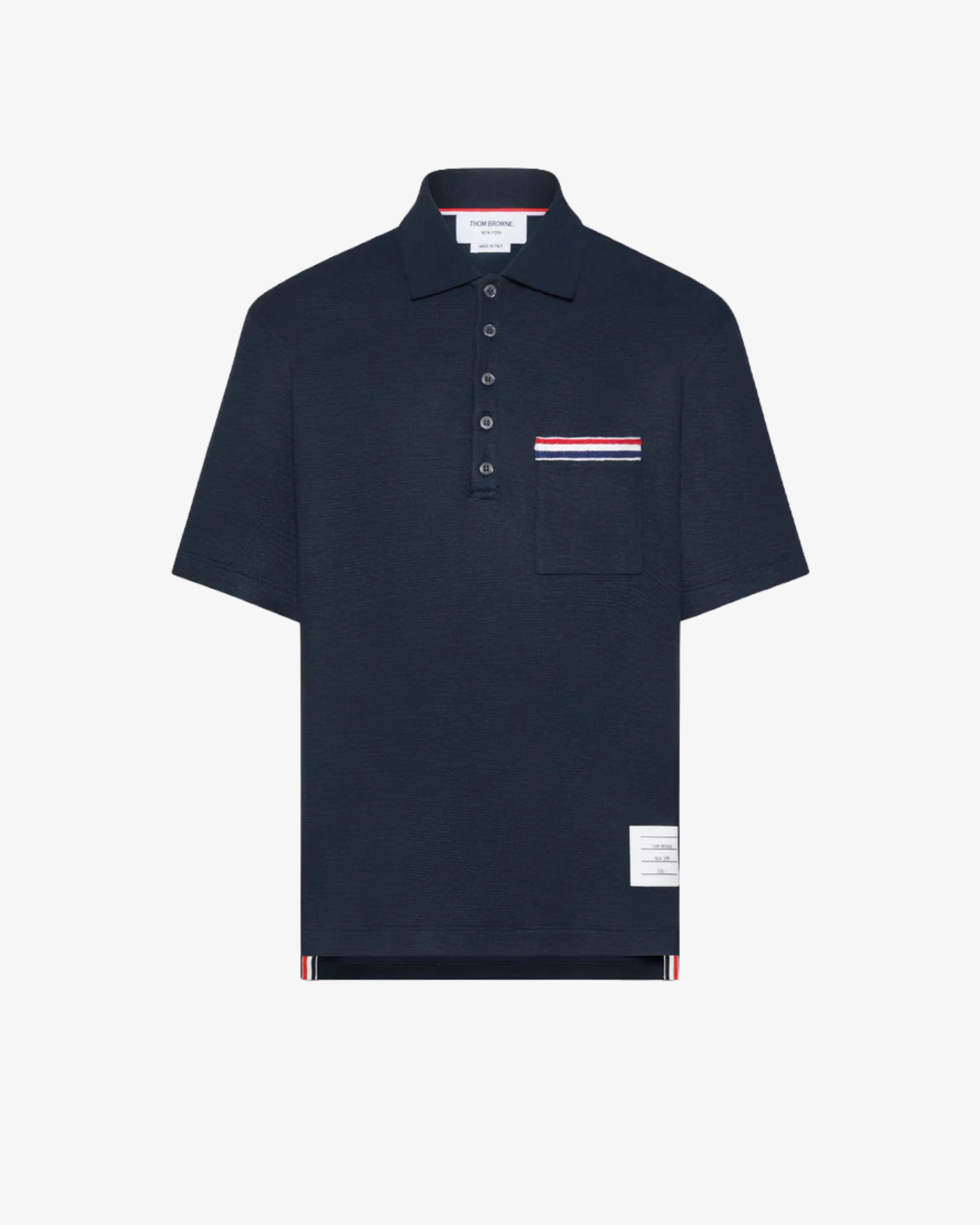 Thom Browne - Men's Short Sleeve Pocket Polo - (Navy) by THOM BROWNE