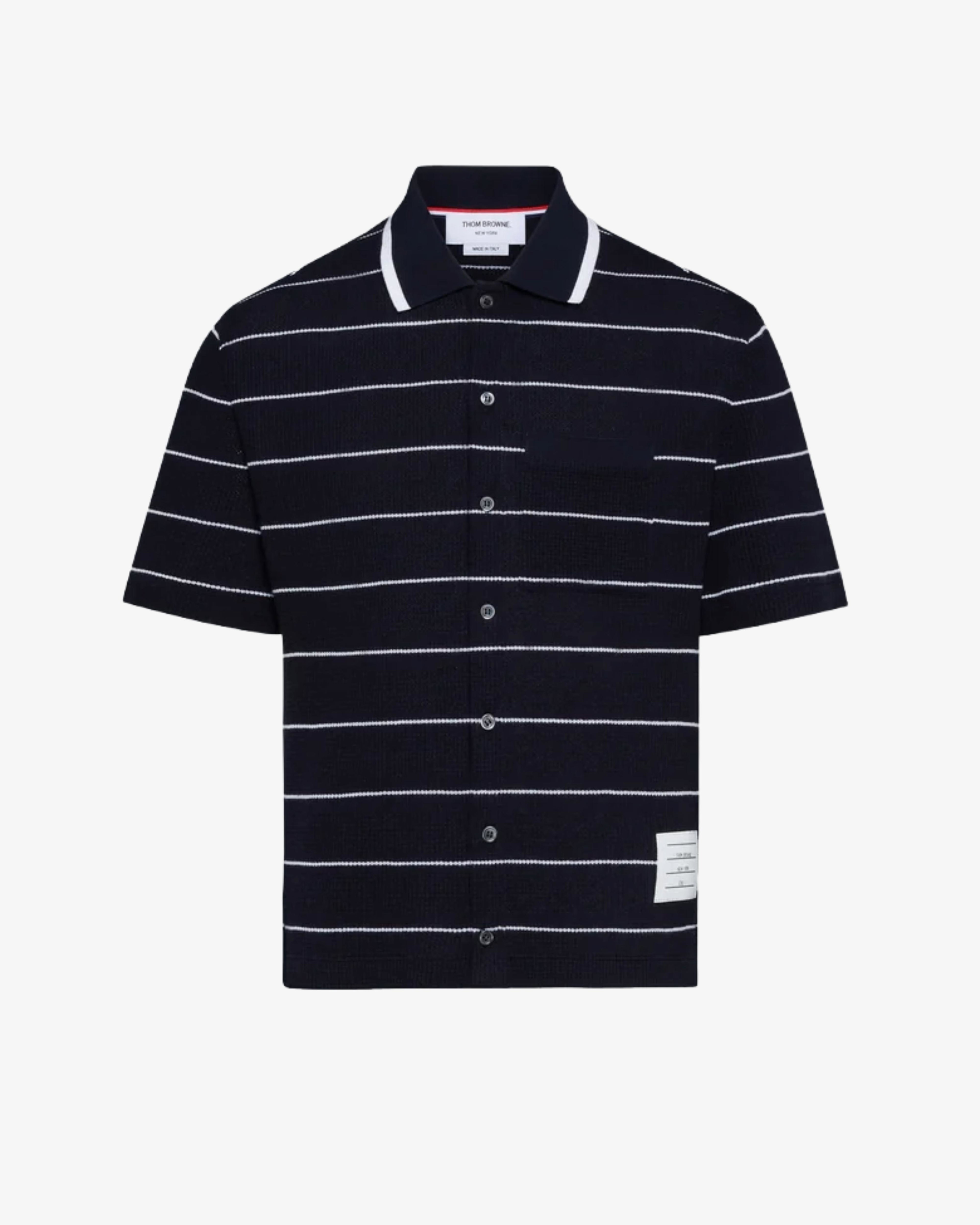 Thom Browne - Men's Stripe Waffle Short Sleeve Shirt - (Stripes) by THOM BROWNE