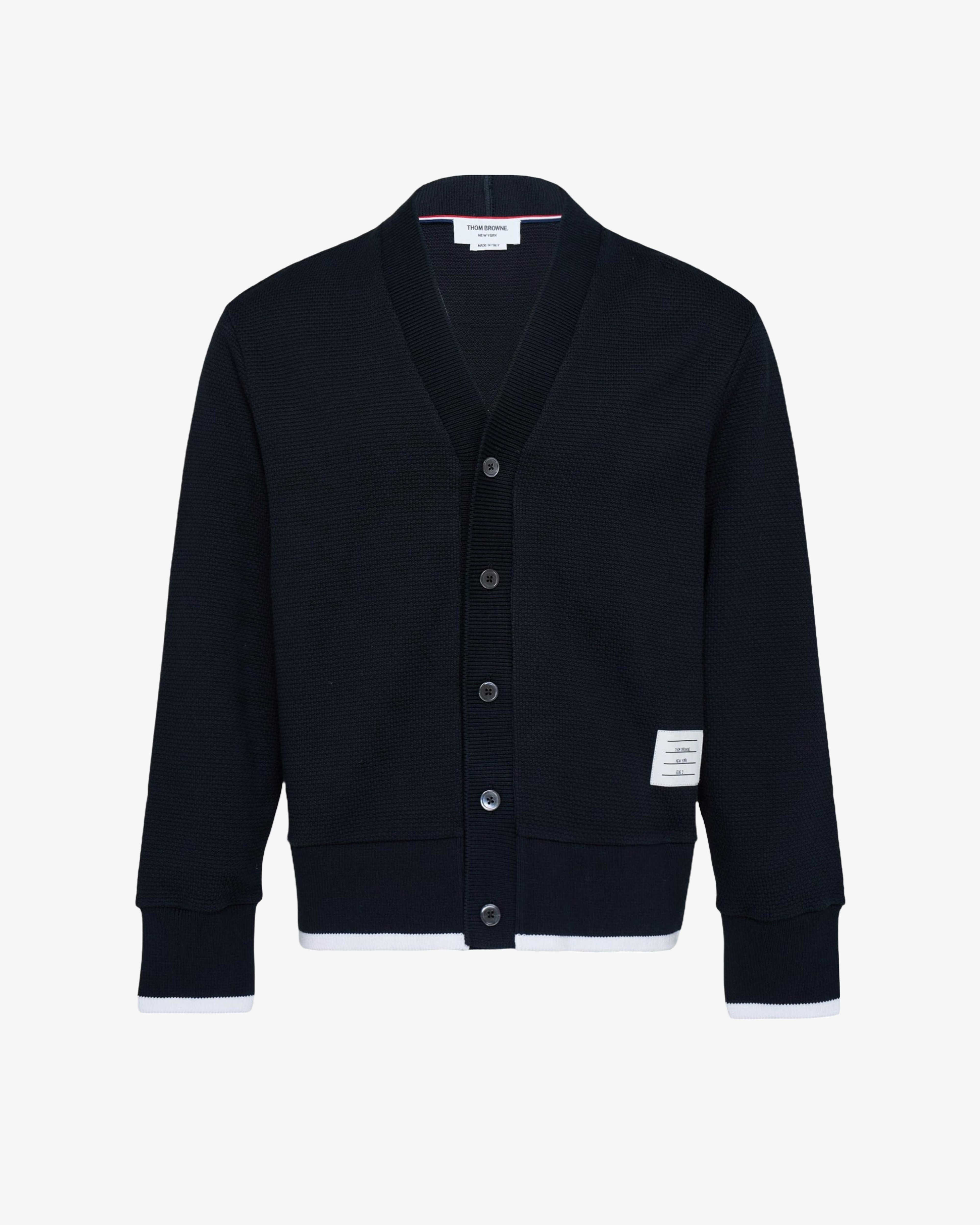 Thom Browne - Men's V Neck Cardigan - (Navy) by THOM BROWNE