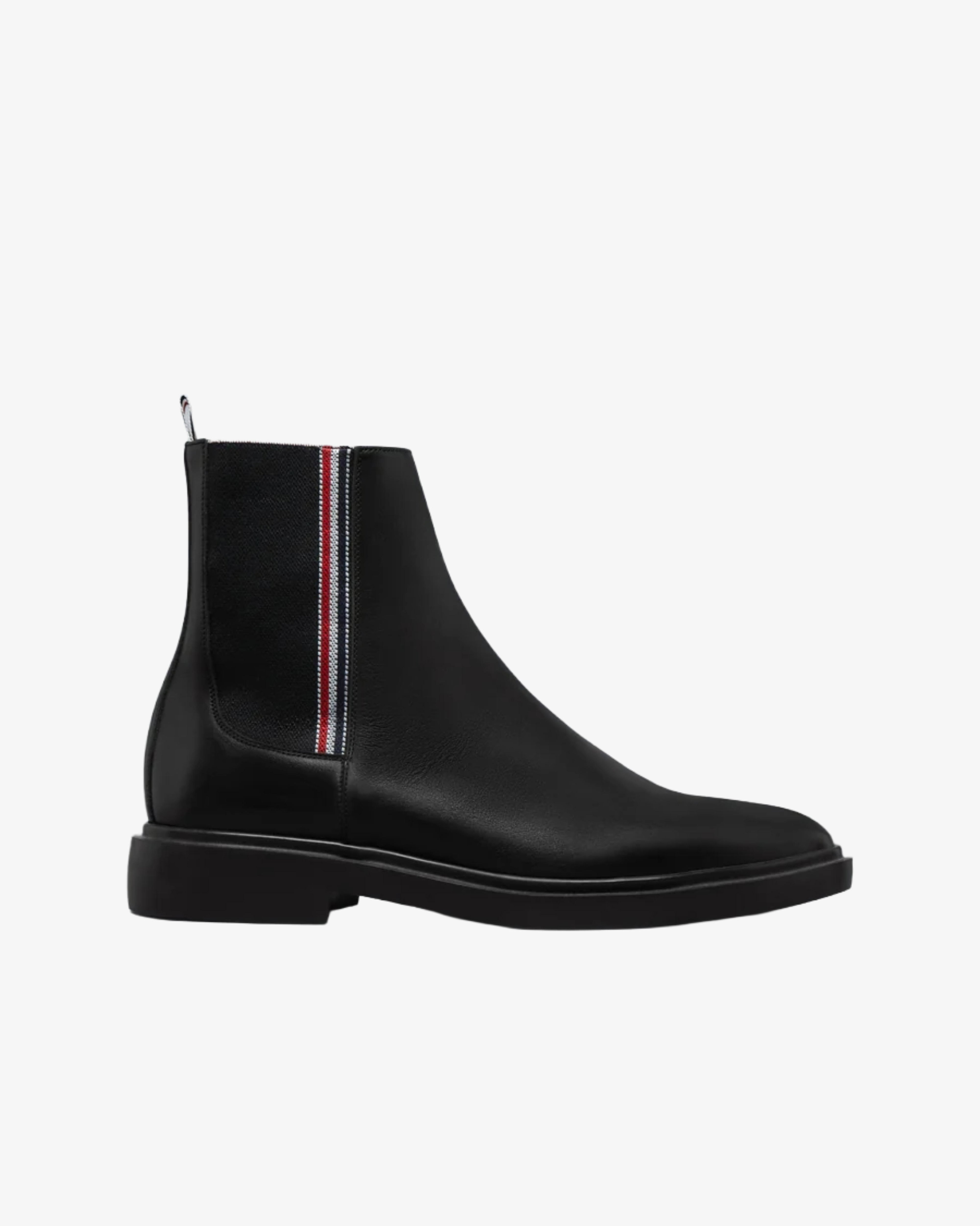Thom Browne - Men's Vitello Calf Rwb Rubber Sole Chelsea Boot - (Black) by THOM BROWNE