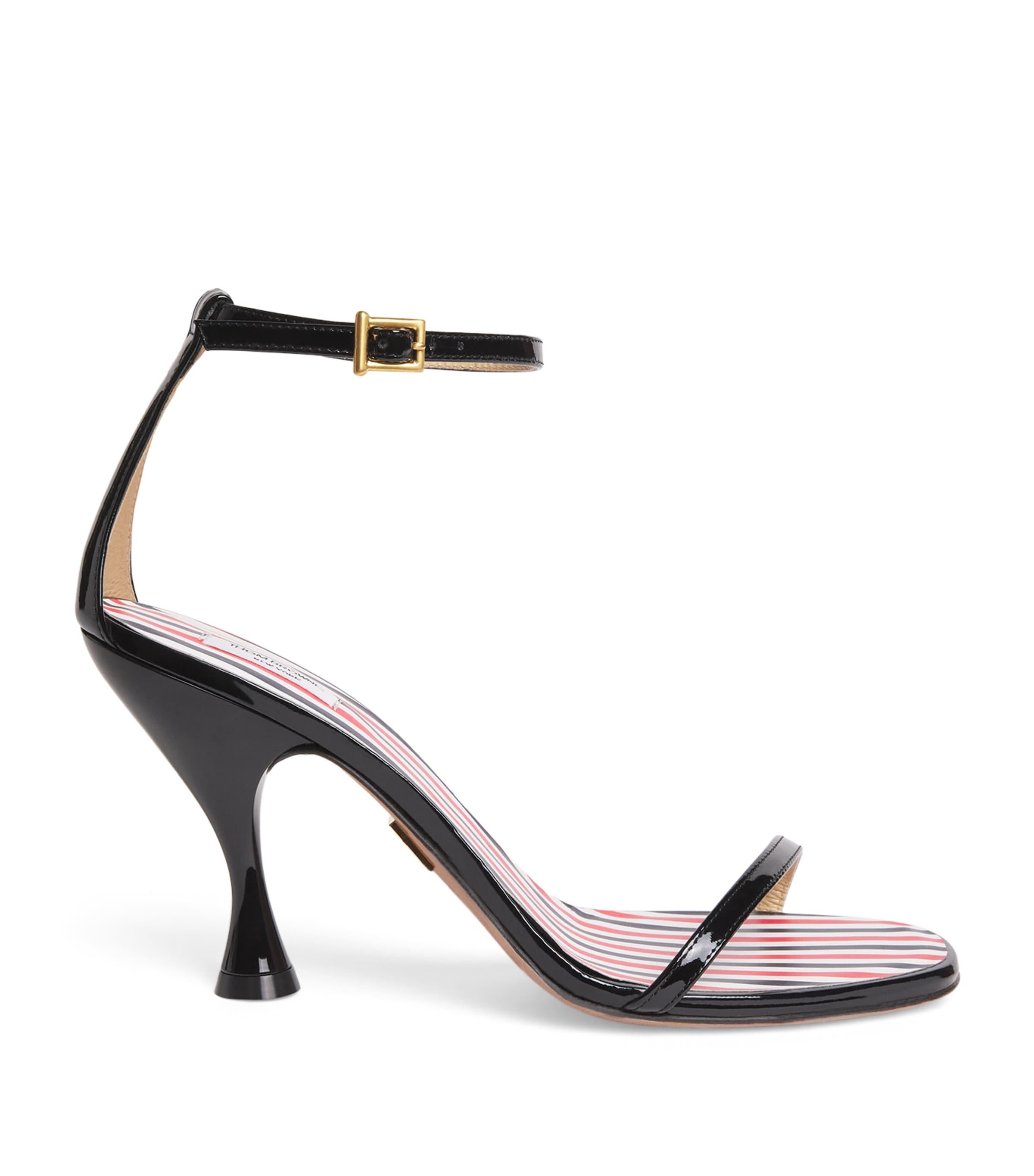 Thom Browne Patent Leather 4-Bar Heeled Sandals 90 by THOM BROWNE