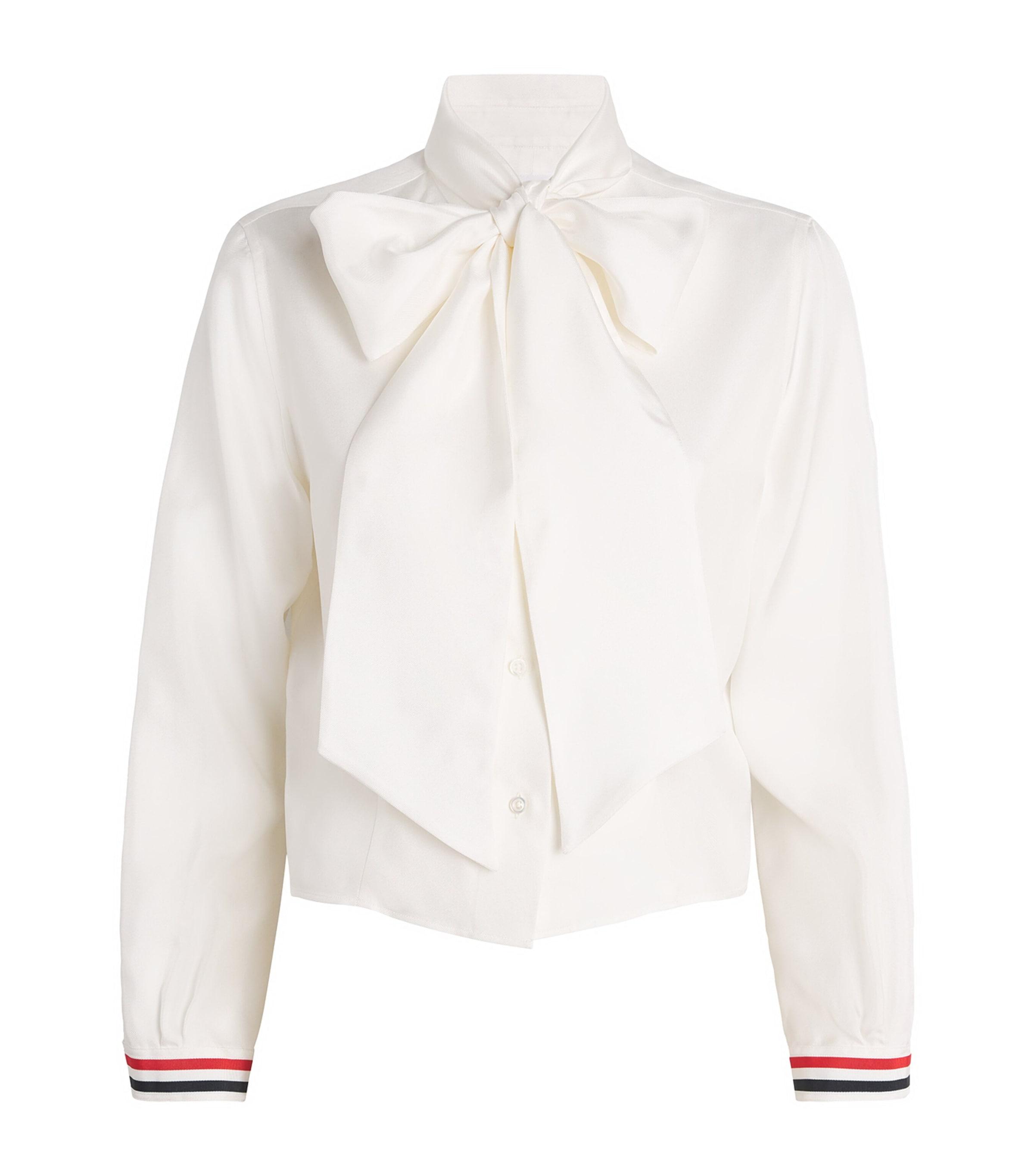 Thom Browne Silk Bow-Collar Blouse by THOM BROWNE