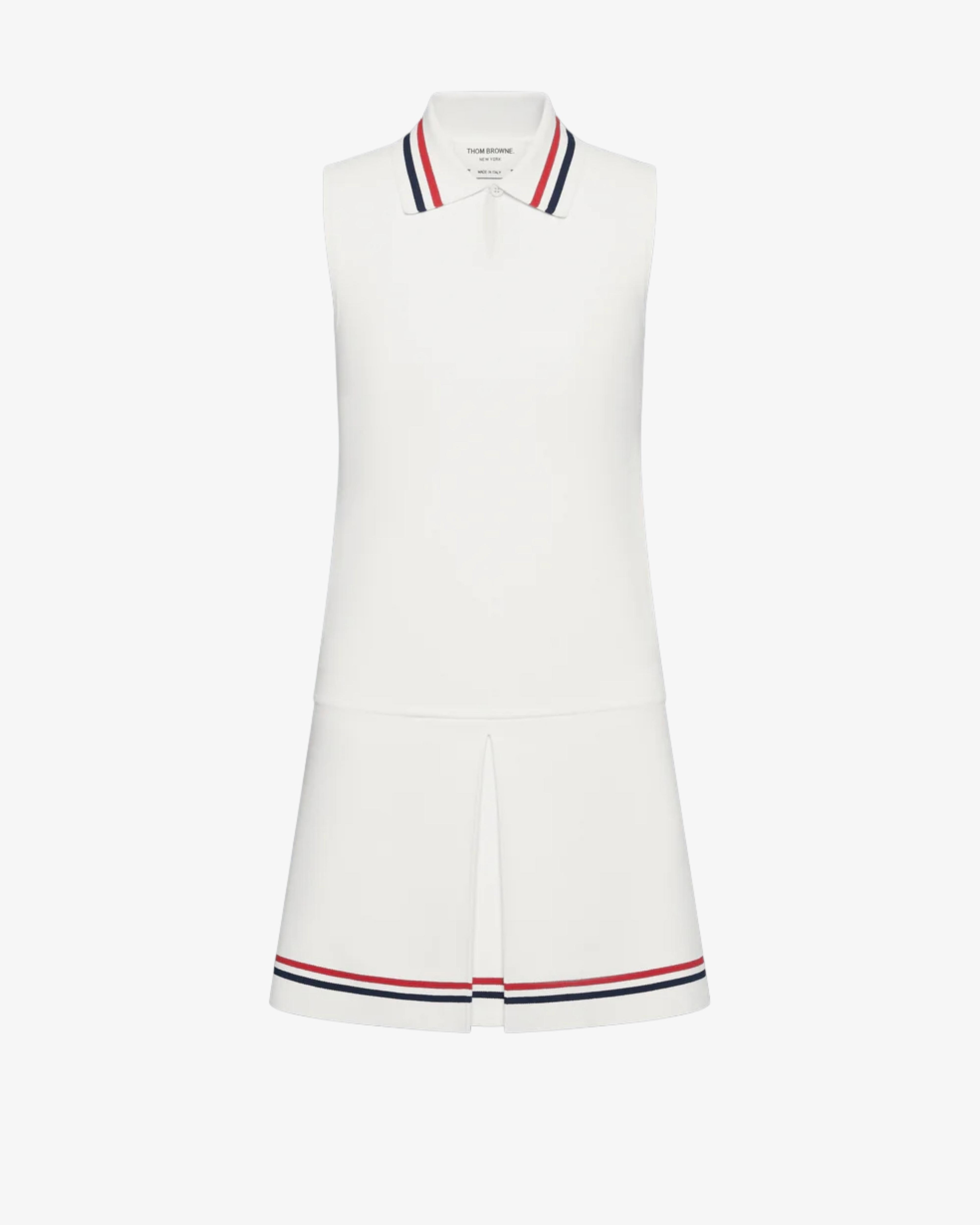 Thom Browne - Women's Full Needle Mini Tennis Polo Collar Dress - (White) by THOM BROWNE