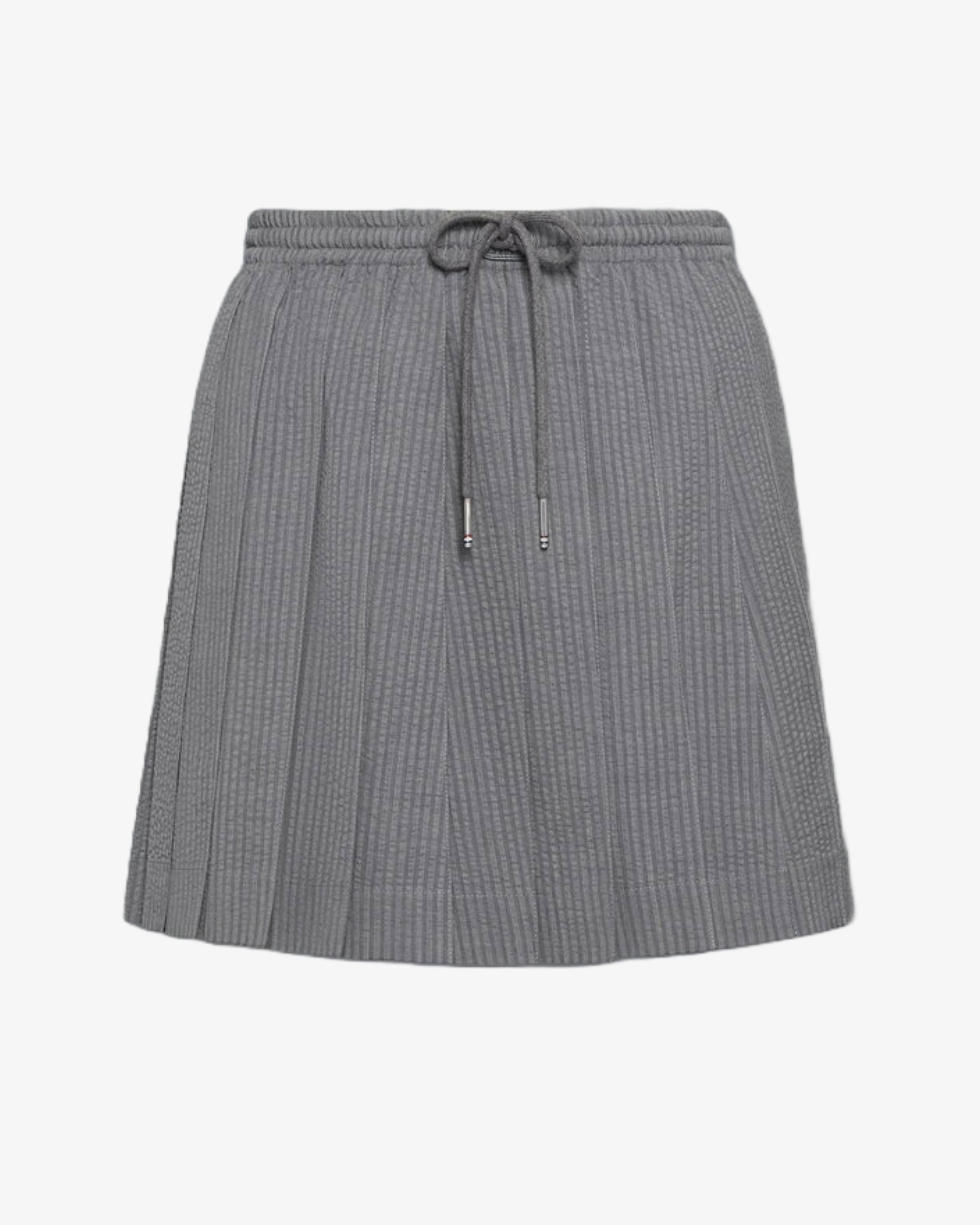 Thom Browne - Women's Mini Length Drawstring Pleated Skirt - (Light Grey) by THOM BROWNE