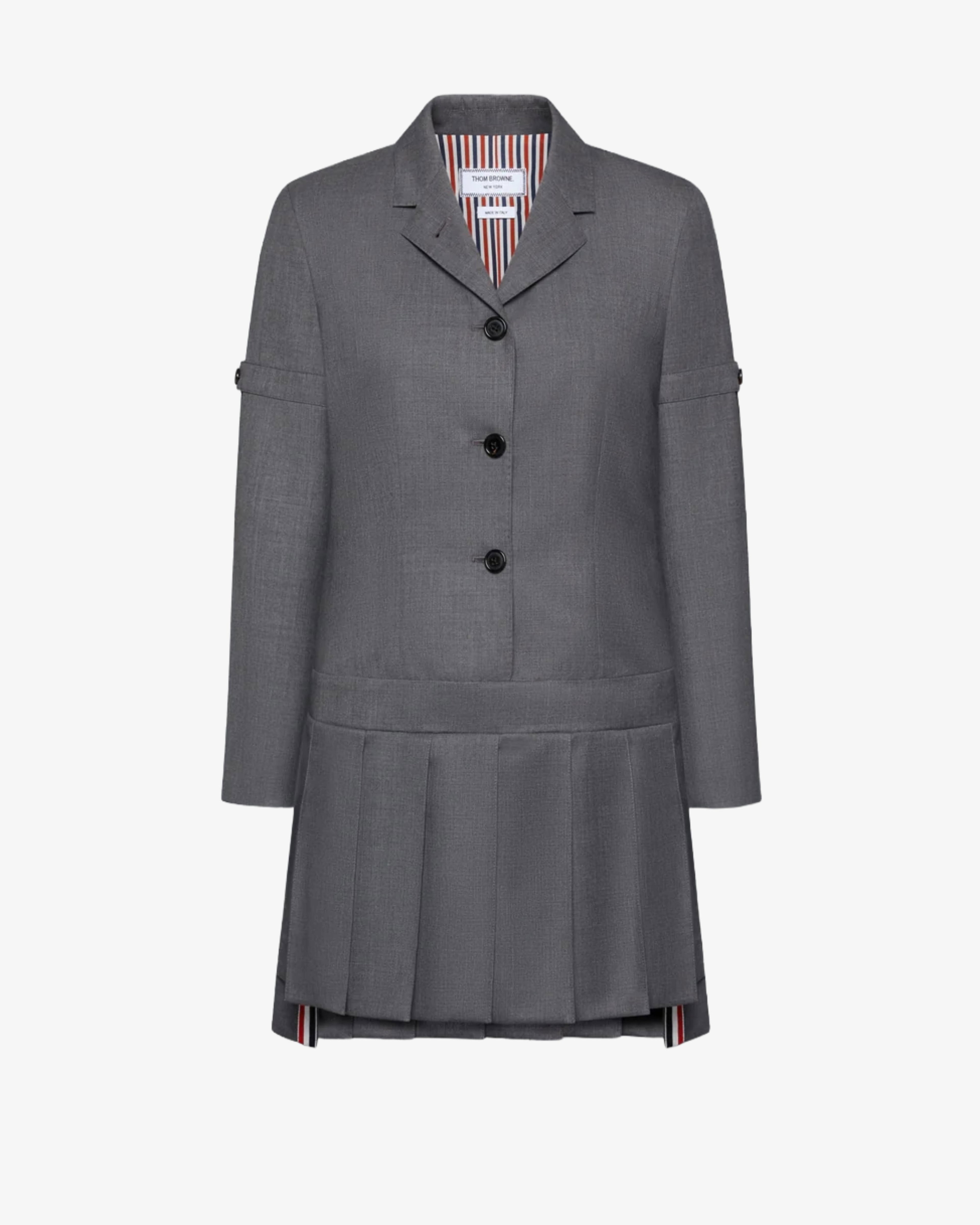 Thom Browne - Women's Mini Pleated Bottom Sc Dress - (Grey) by THOM BROWNE