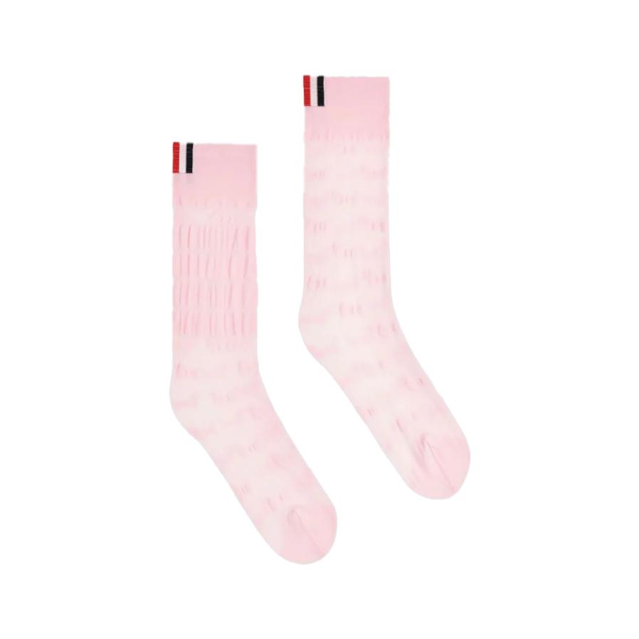 Thom Browne - Women's Sheer Mid Calf Socks - Light Pink by THOM BROWNE