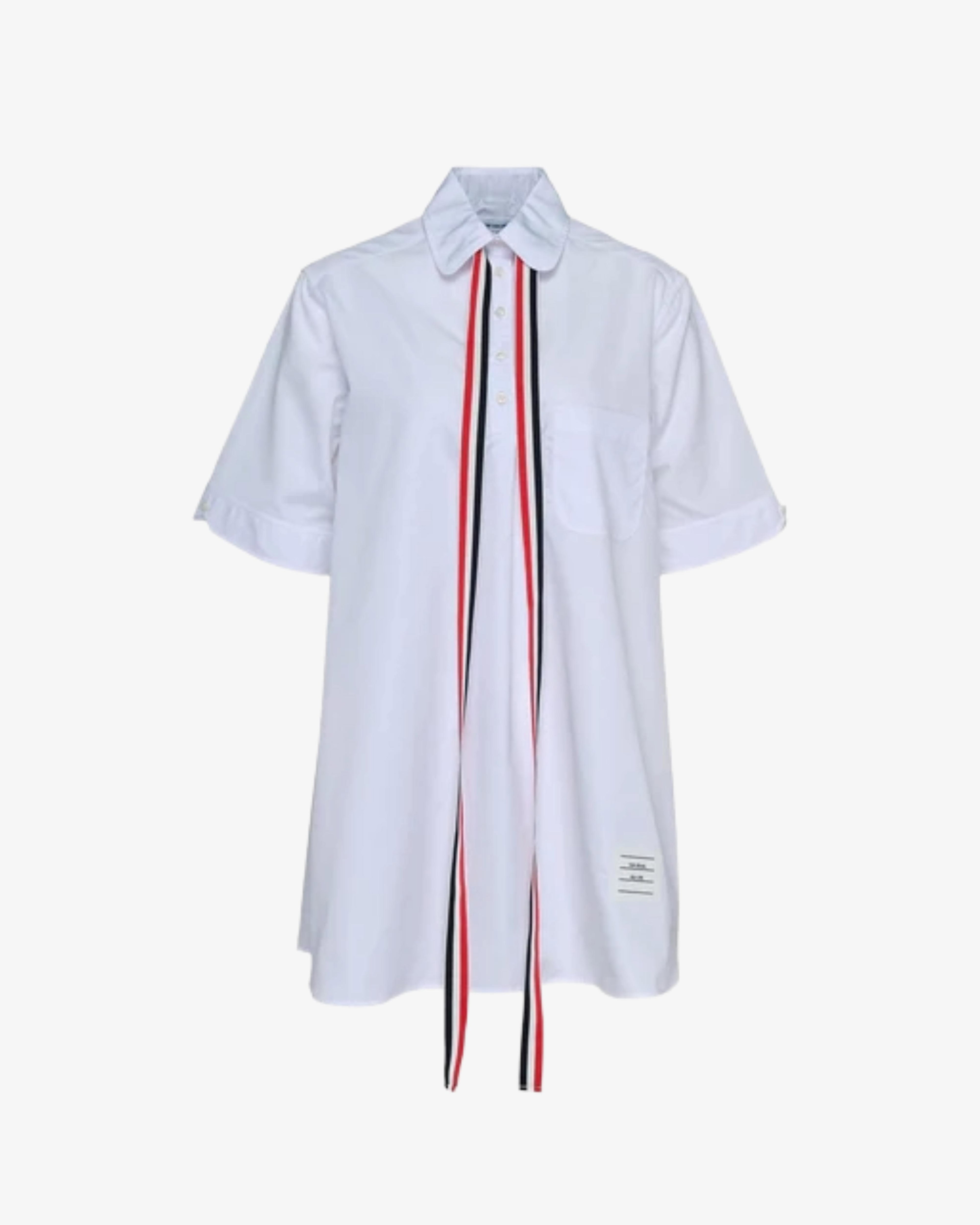 Thom Browne - Women's Short Sleeve Blouson Shirt - (White 100) by THOM BROWNE