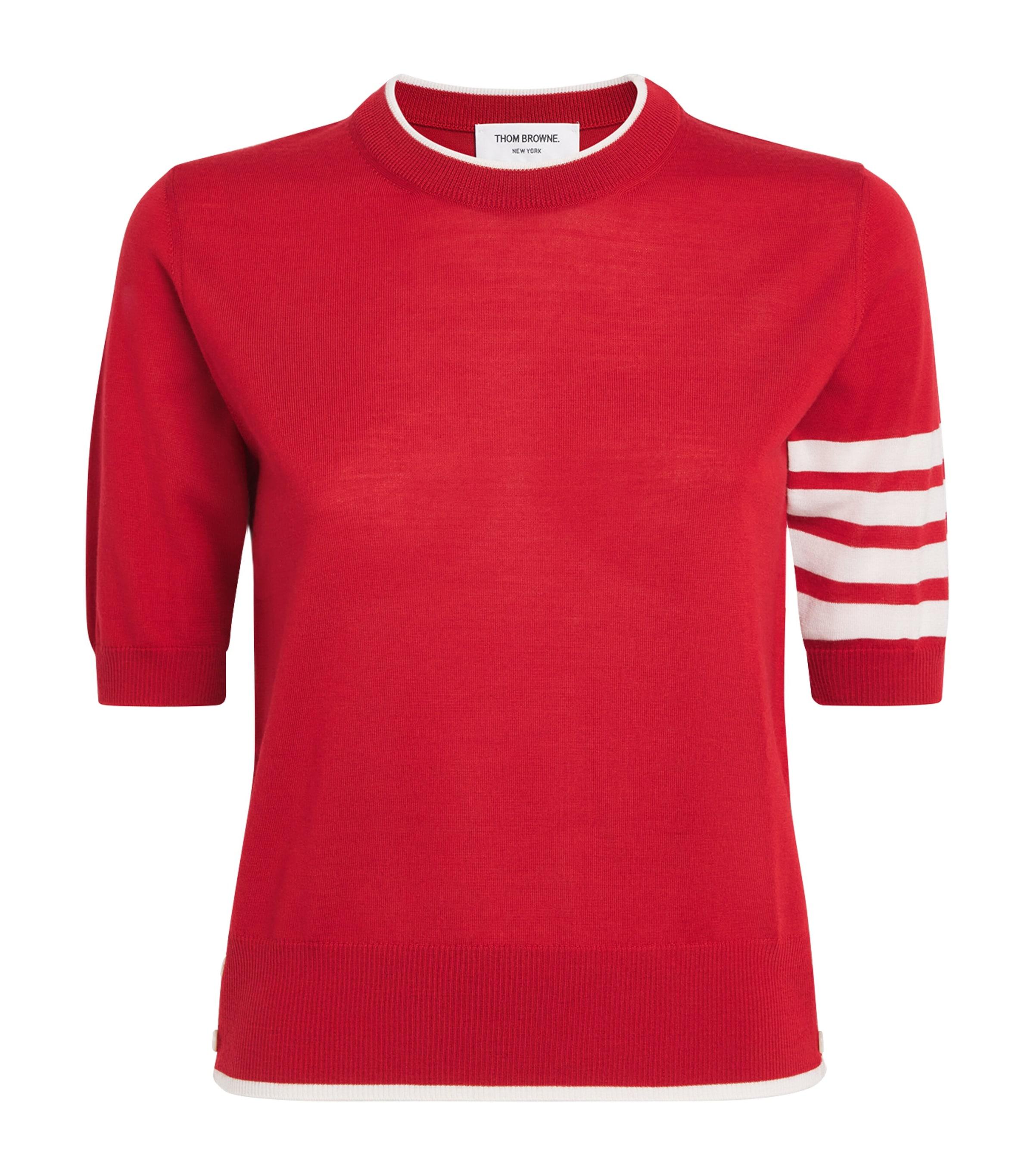 Thom Browne Wool-Blend 4-Bar Short-Sleeve Sweater by THOM BROWNE