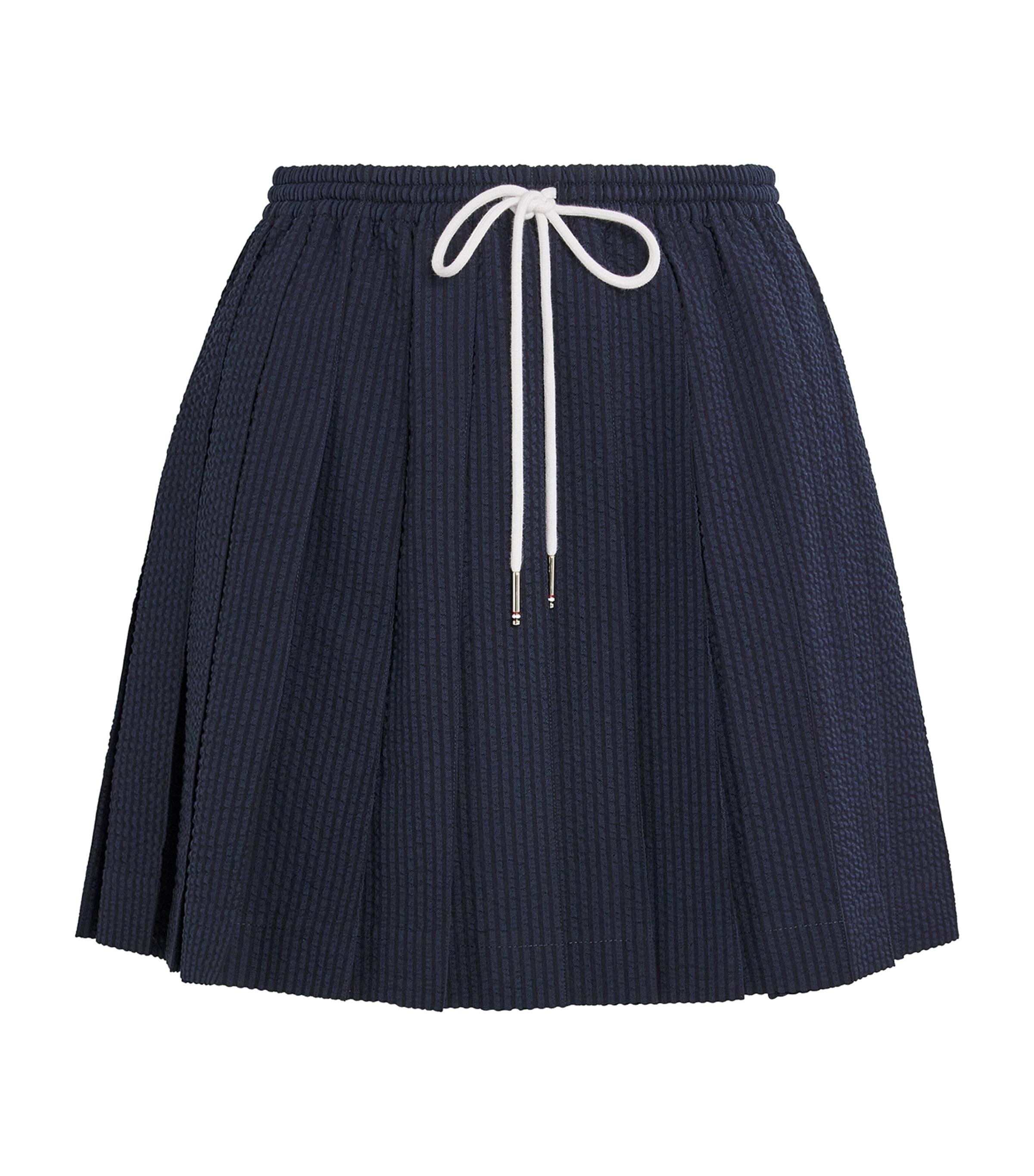 Thom Browne Wool Seersucker Pleated Mini Skirt by THOM BROWNE