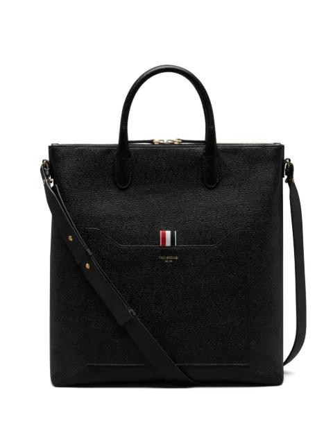 Tool pebble-grain leather tote bag by THOM BROWNE