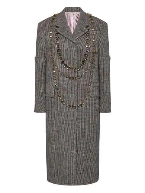 Trompe l'Oeil crystal-embellished checked coat by THOM BROWNE