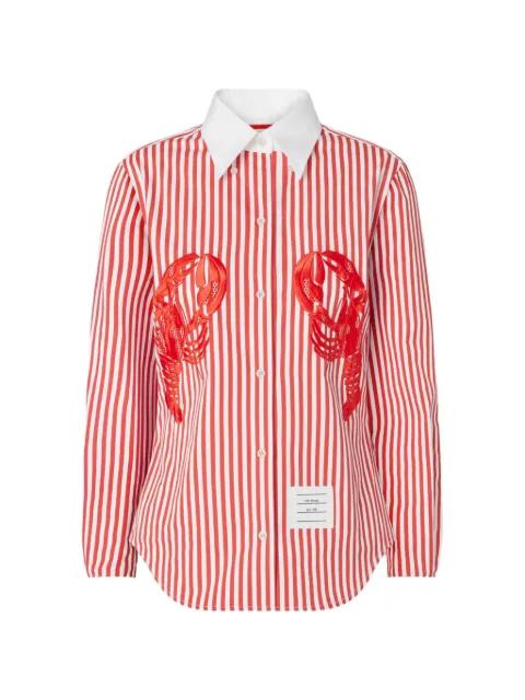 University Stripe lobster-appliqué shirt by THOM BROWNE