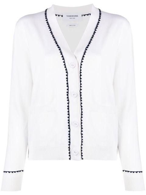 V-neck cotton cardigan by THOM BROWNE