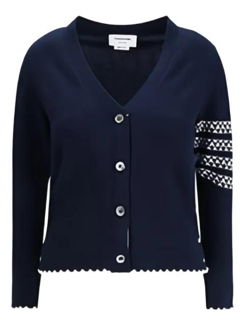 V-neck four-stripe cardigan by THOM BROWNE