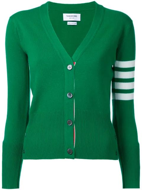 V-neck logo-detail cardigan by THOM BROWNE