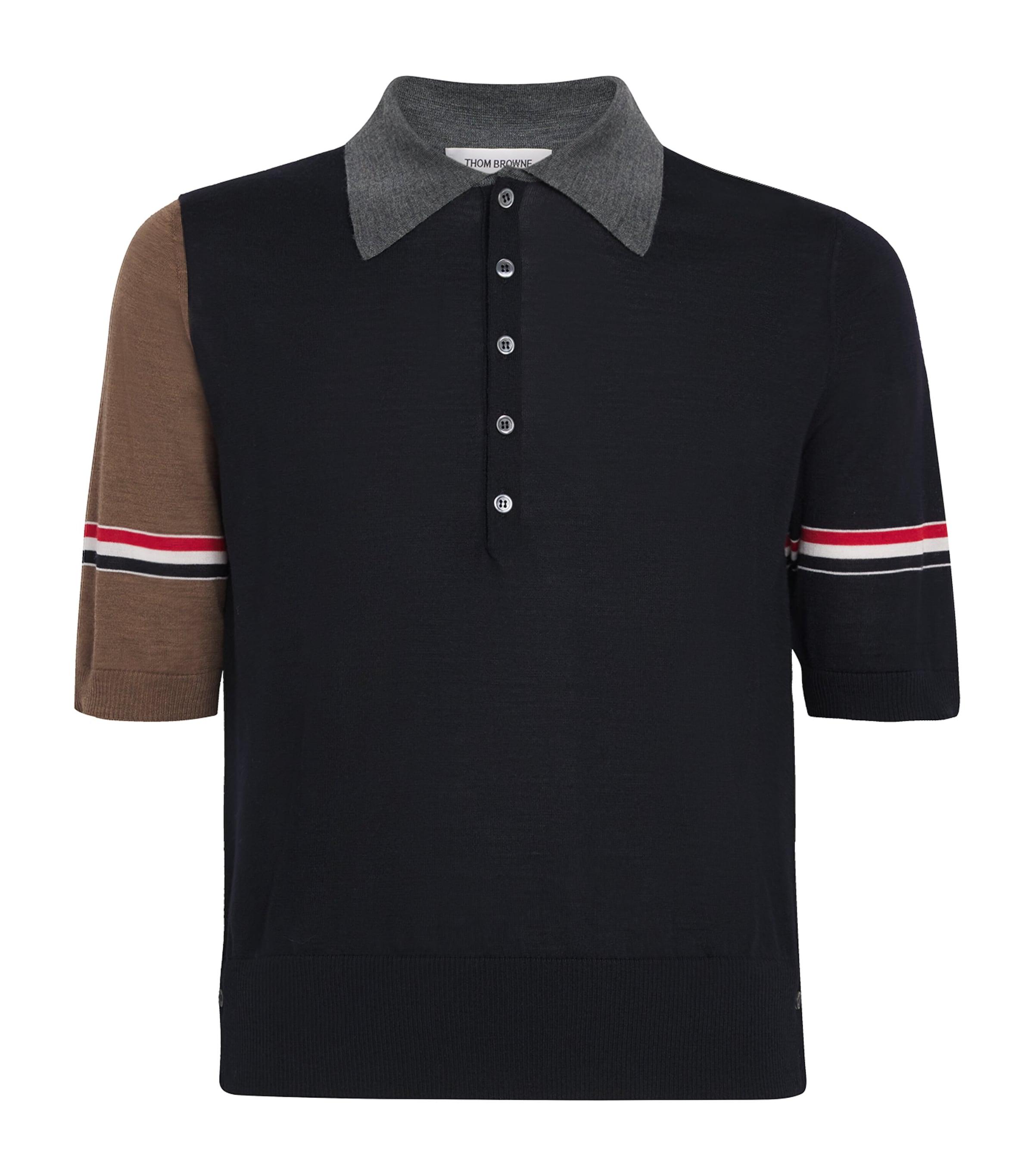 Virgin Wool Tricolour Polo Shirt by THOM BROWNE