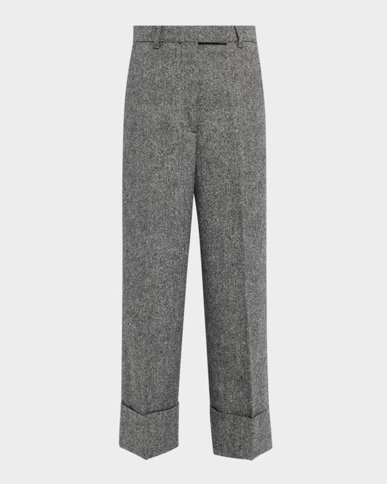 Wide-Leg Cuffed Crop Trousers by THOM BROWNE
