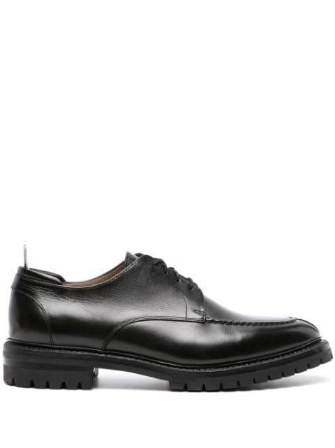 almond-toe leather derby shoes by THOM BROWNE