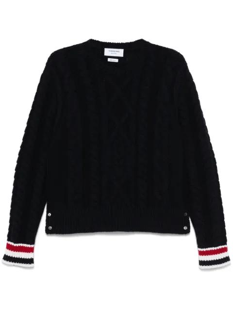 aran-knit wool sweater by THOM BROWNE