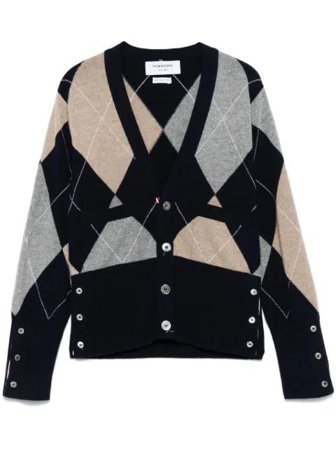 argyle intarsia cashmere cardigan by THOM BROWNE