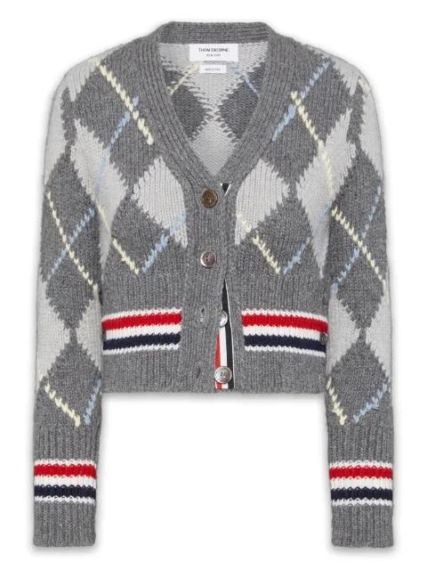 argyle-intarsia merino-wool cardigan by THOM BROWNE