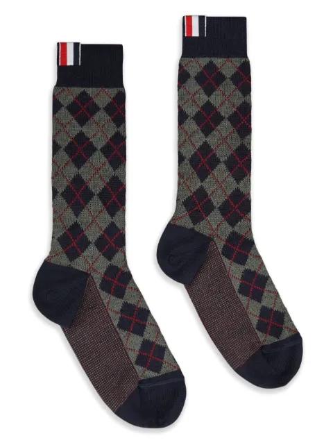 argyle jacquard wool mid-calf socks by THOM BROWNE