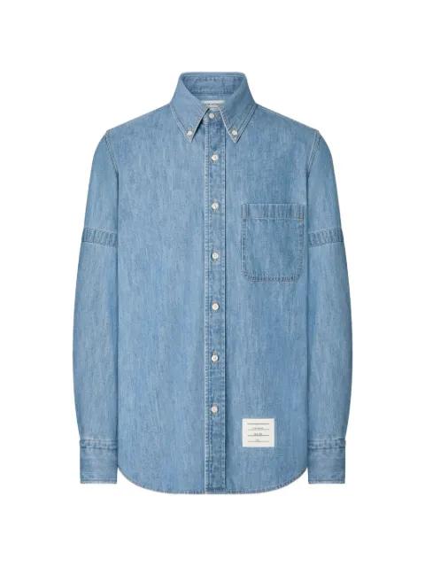 armband-detail denim shirt by THOM BROWNE