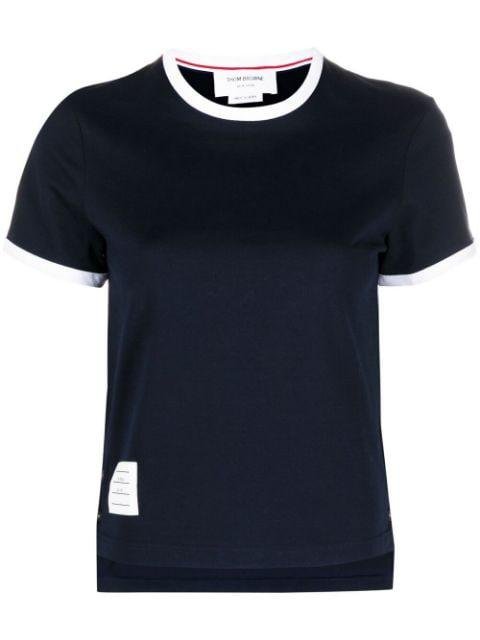 asymmetric hem short-sleeve T-shirt by THOM BROWNE