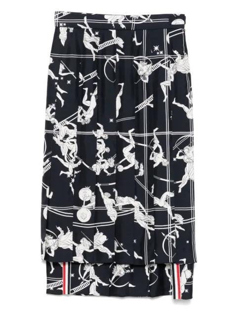 below-knee dropped-back pleated skirt by THOM BROWNE