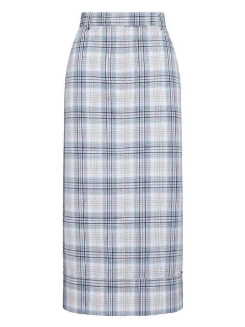 belt-loop plaid midi skirt by THOM BROWNE