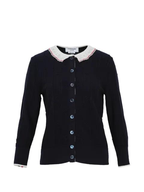 bobble stitch sleeve knit cardigan by THOM BROWNE