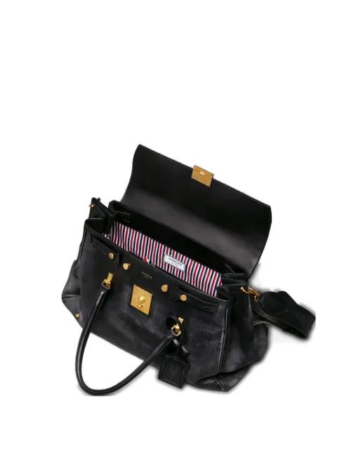 bolton weekender bag in distressed leather by THOM BROWNE