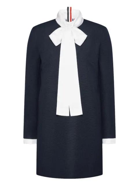 bow-collar wool shift dress by THOM BROWNE
