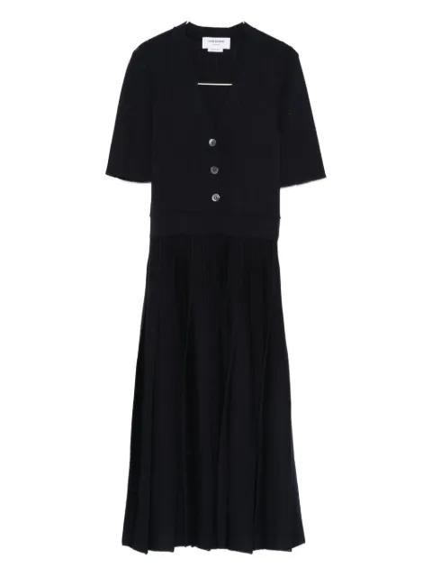 button-pleated maxi dress by THOM BROWNE