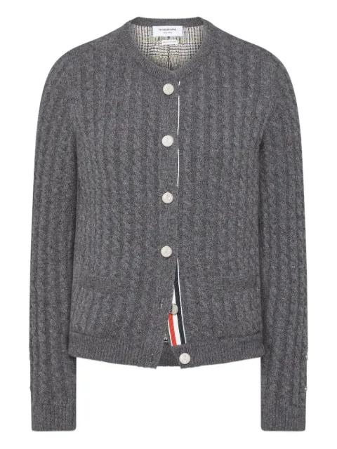 cable-knit cashmere cardigan by THOM BROWNE