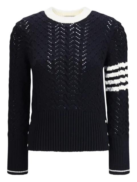 cable-knit pointelle-stitch jumper by THOM BROWNE