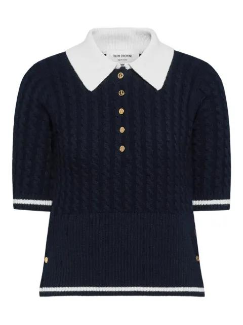 cable-stitch polo shirt by THOM BROWNE