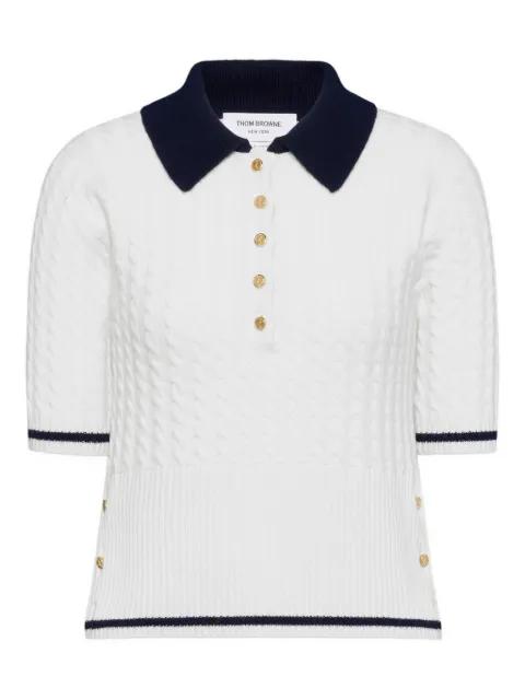 cable-stitch polo shirt by THOM BROWNE