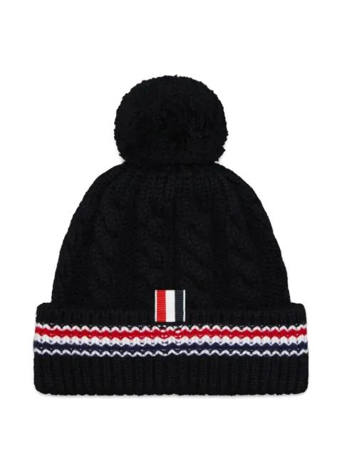 cable-stitch pompom beanie by THOM BROWNE