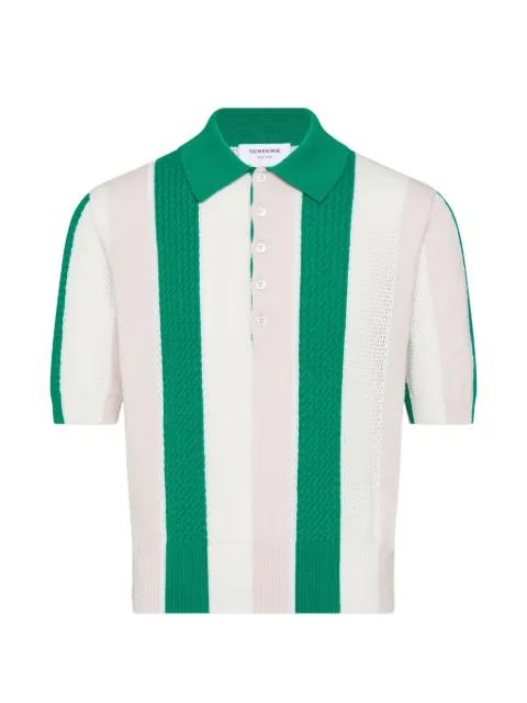 cashmere intarsia Shadow stripe polo by THOM BROWNE