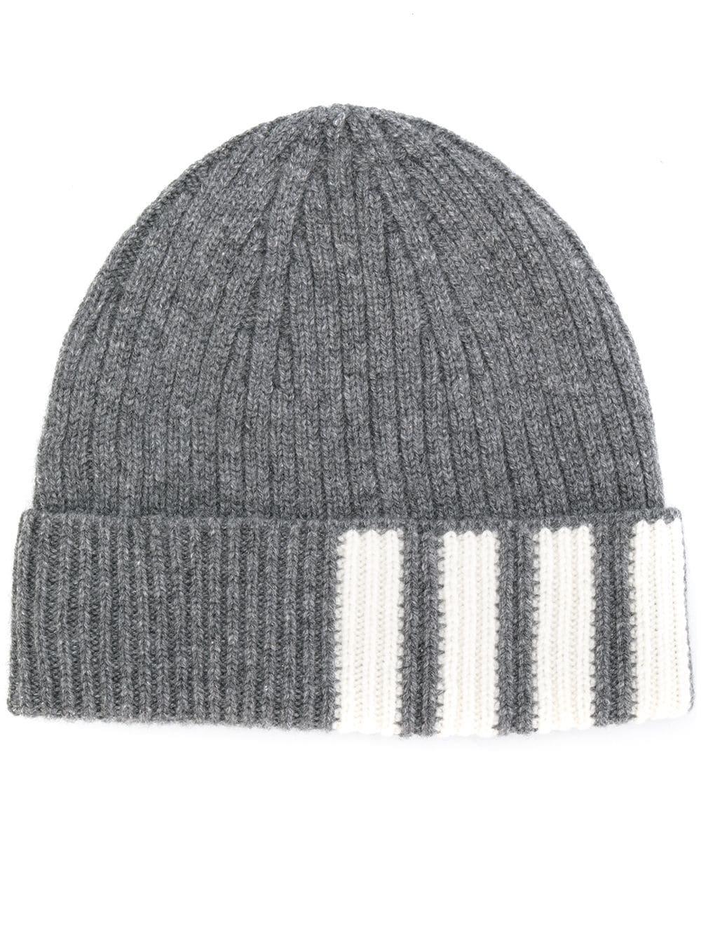 cashmere ribbed-knit beanie by THOM BROWNE