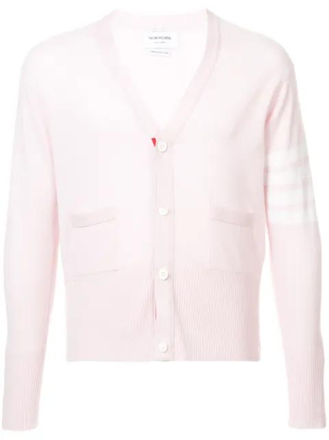 cashmere striped sleeve cardigan by THOM BROWNE