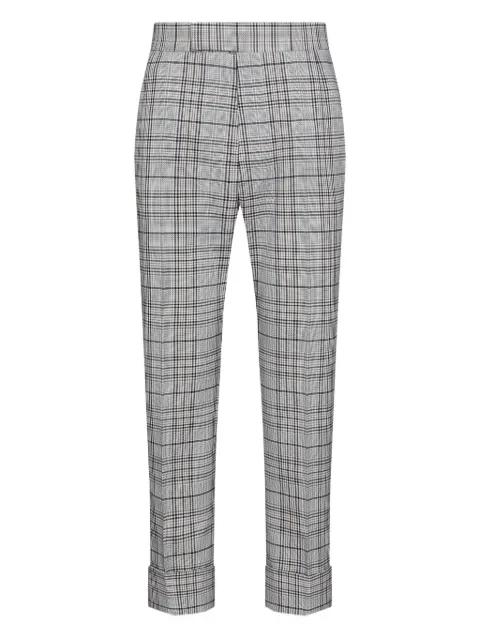 check-patterb back-strap trousers by THOM BROWNE