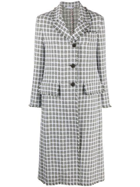 check-pattern tweed coat by THOM BROWNE