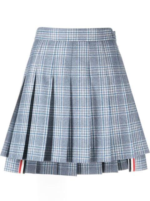 check-print mini pleated skirt by THOM BROWNE