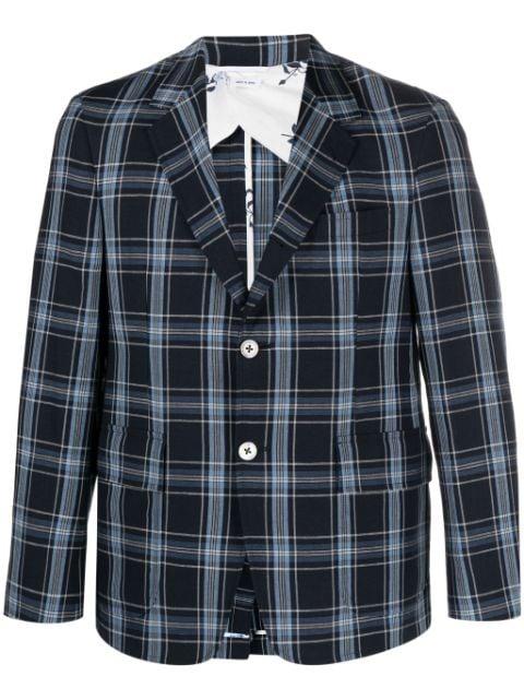 checked virgin wool blend blazer by THOM BROWNE