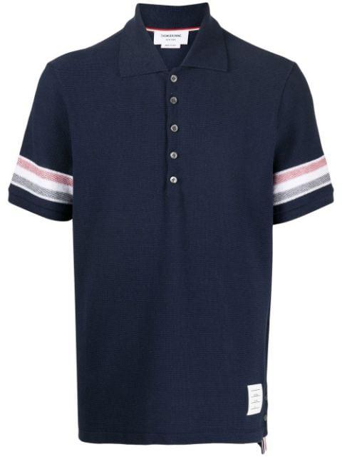 chest logo-patch polo shirt by THOM BROWNE