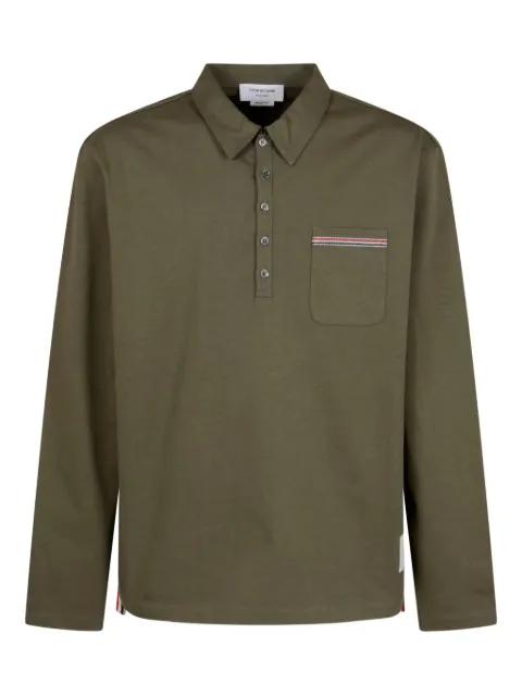 chest-pocket long-sleeve polo shirt by THOM BROWNE